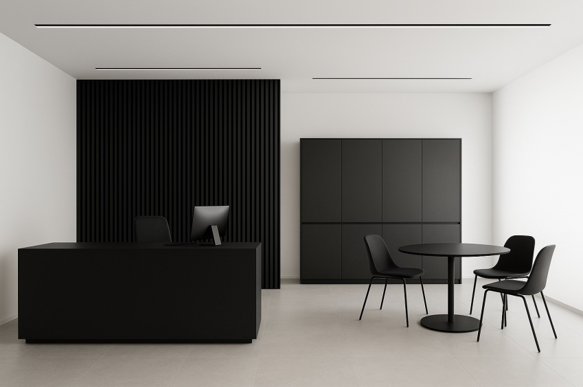 Modern law office reception with consultation area